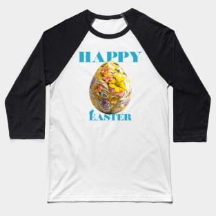 Happy Easter Egg Design with Floral Elements Baseball T-Shirt